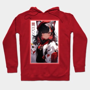 Aesthetic Anime Girl Red White Black | Quality Aesthetic Anime Design | Chibi Manga Anime Art Hoodie